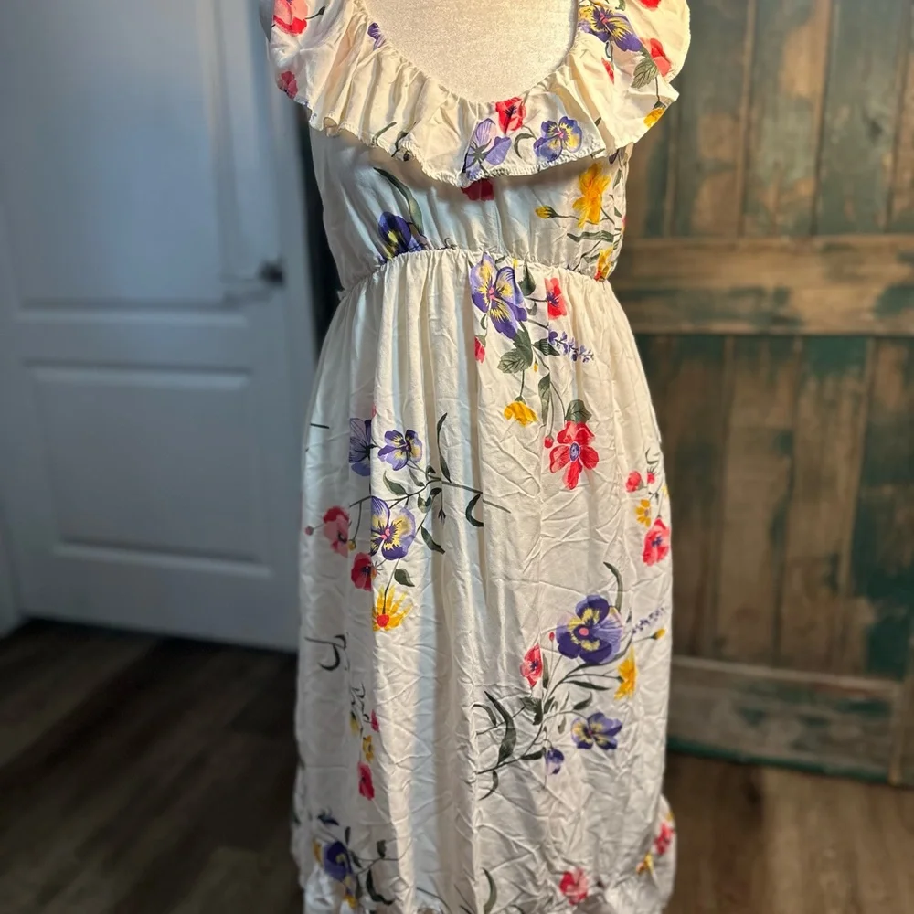 Old Navy Red and Blue Ruffled Waist maternity Sundress - Picture 1 of 10